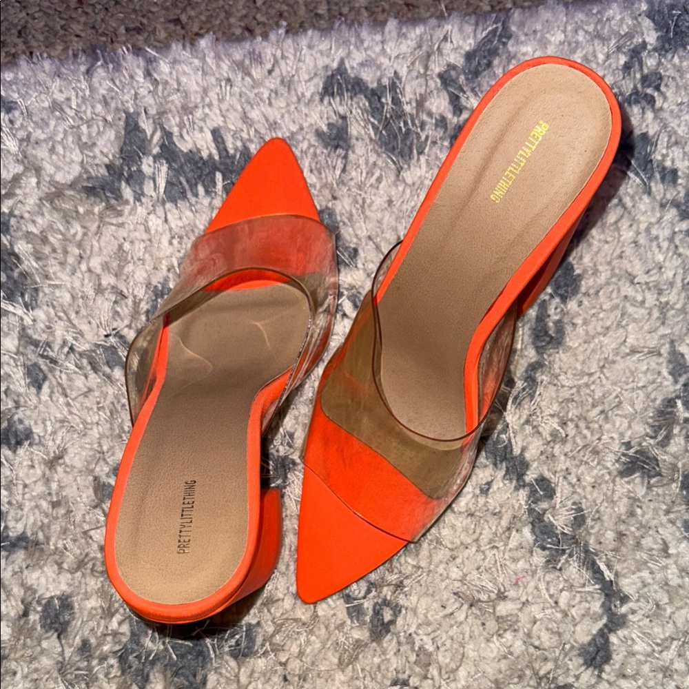PrettyLittleThing Clear and Orange Mules
